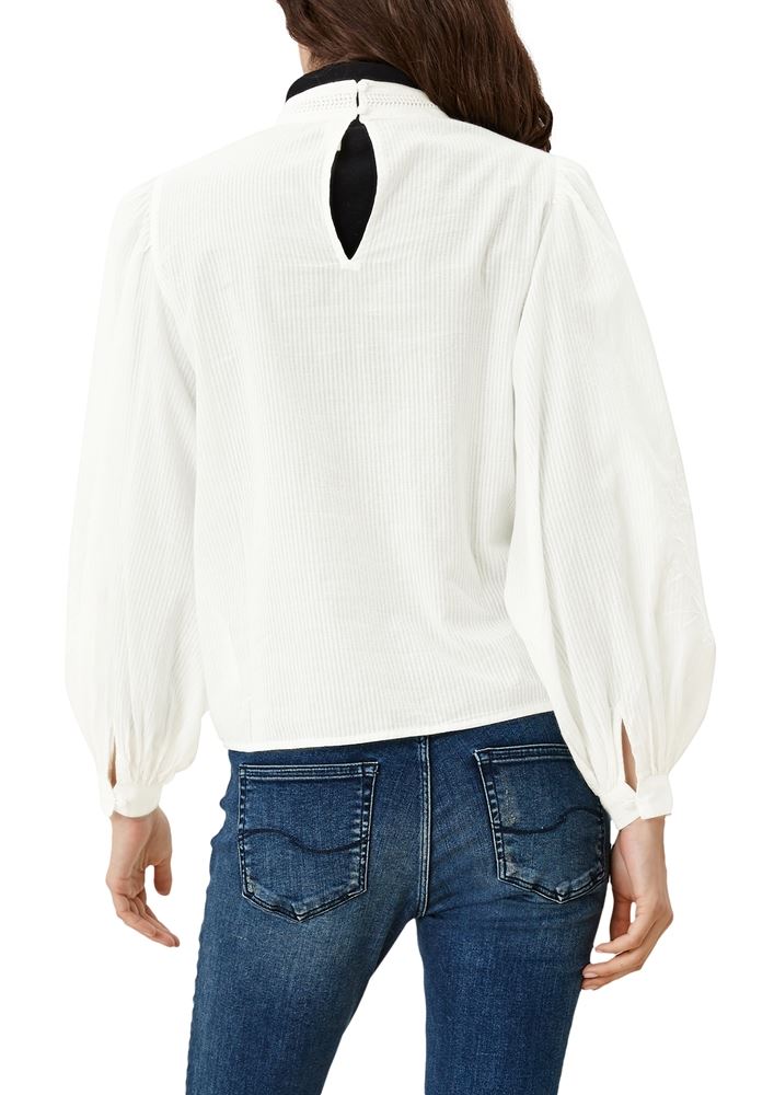 QS designed by Bluse Stickerei Baumwolle weiß S21 2105832 34 | 0200 White | 
