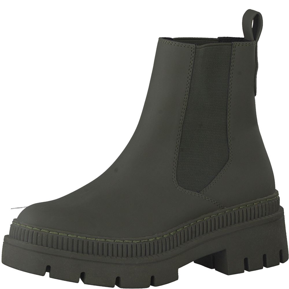 Marco Tozzi Chelsea- Boots Feel me Fußbett grün S22  2-2-25822-29 41 | 711 KHAKI RUBBE | 