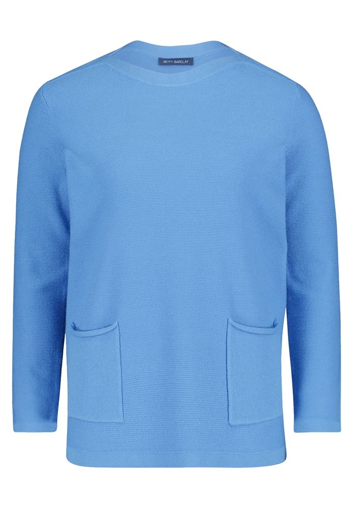 Betty Barclay Strickpullover U- Boot Ausschnitt aufgesetzten Taschen grau, rot,blau S22 57951026 36 | 8039 Pacific Co | 