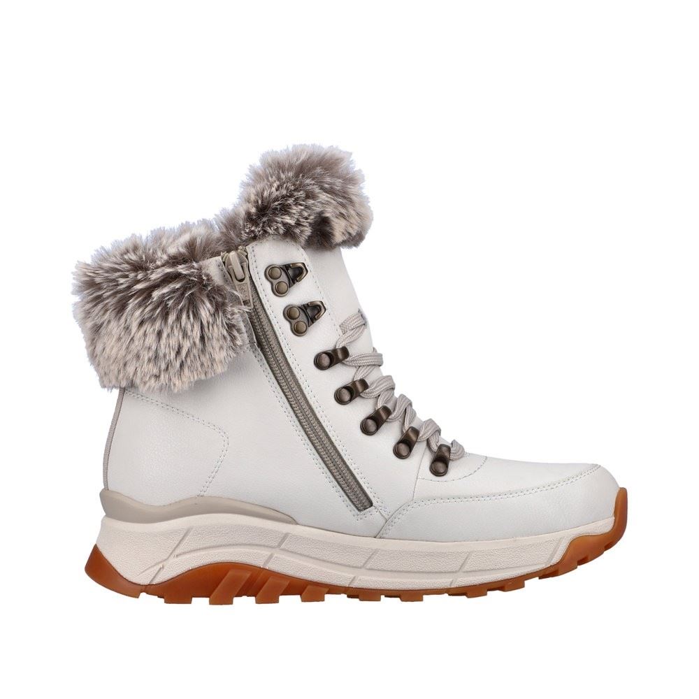 Rieker EVOLUTION Damen Schnürstiefel Schnürboot TEX- Membran Schurwolle Wechselfußbett weiß S22 W0063-80 