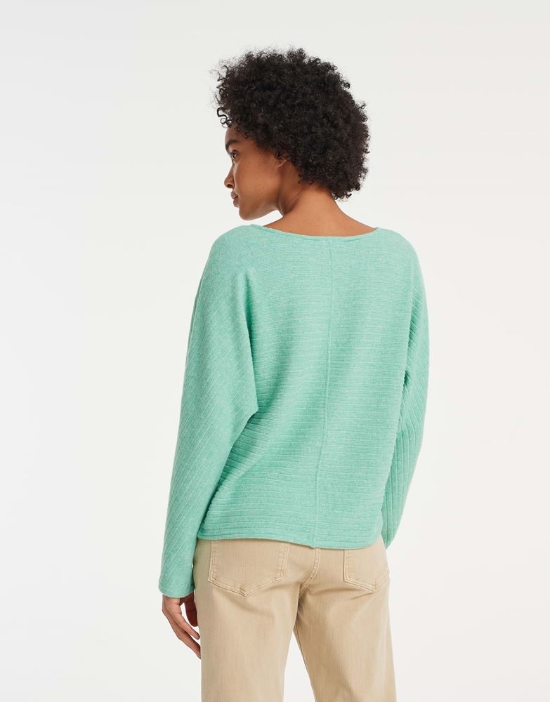 OPUS Sweatshirt Genime Quer- Ripp Fledermausärmel grün S13 10140311067100 