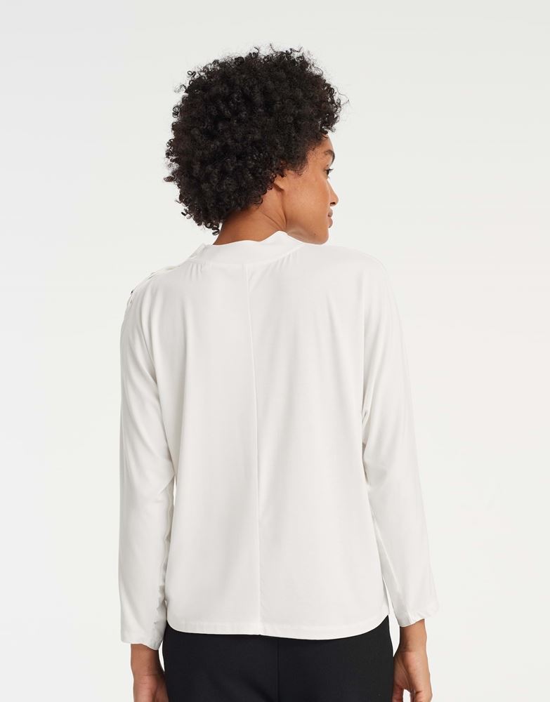 OPUS Shirt Selse Stehkragen Fledermausärmel Druckknöpfe weiß S13 10094310750147 