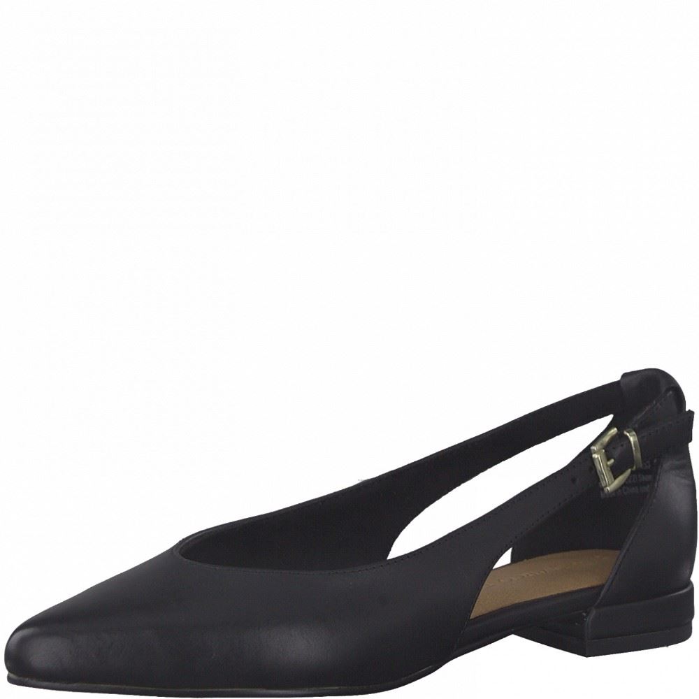 MARCO TOZZI Damen Sling- Ballerina Leder schwarz S12  2-2-22111-28 