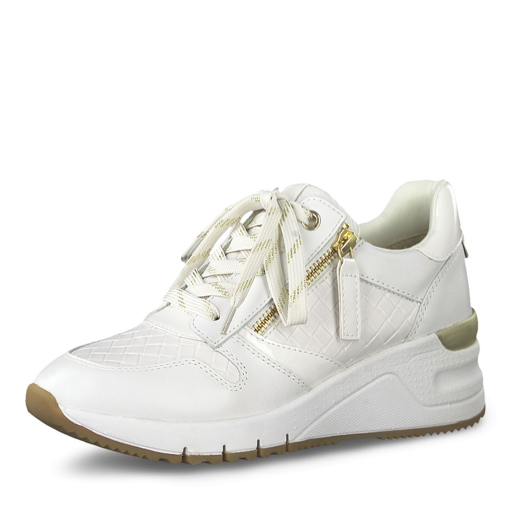 Tamaris Sneaker Keilabsatz Wechselfußbett weiß  S12 1-1-23702-28 42 | 103 WHITE LEA/S | 