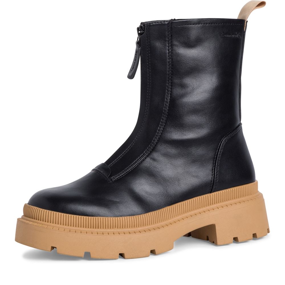 Tamaris Stiefelette markante Sohle  Reißverschluss TOUCHit-Fußbett schwarz S22 1-1-25406-29 