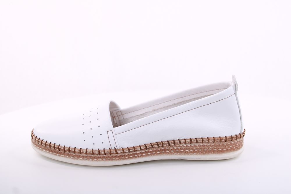 PETER ERIKSON Damen Slipper Loafer Leder Comfort- Fußbett weiß, blau S13 221591 