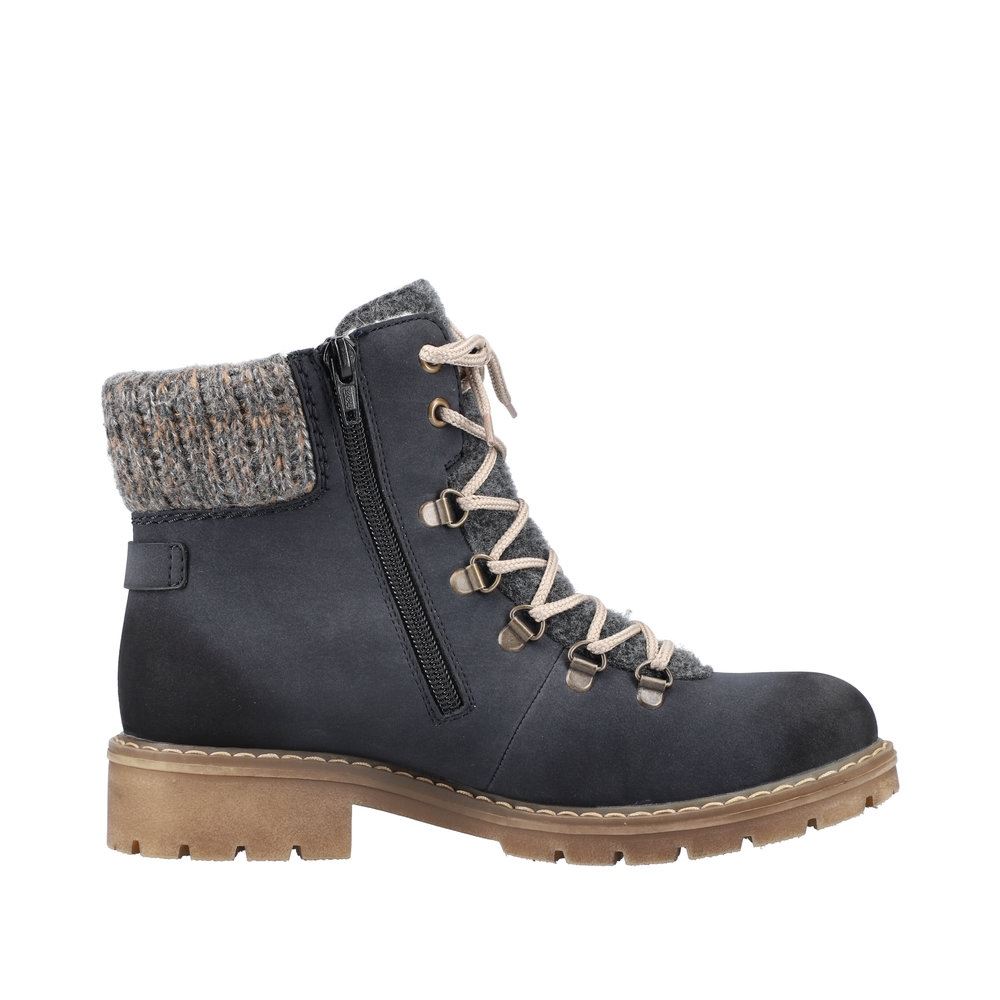 Rieker Antistress Schnürstiefel Boots Lammwolle TEX-Membran  blau S21  Y9131-14 41 | pazifik/anthraz | F