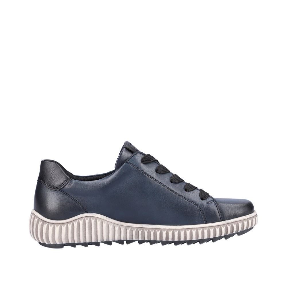 Remonte Damen Schnürschuh Sneaker Leder Wechselfußbett blau S22 R8201-14 37 | pazifik/schwarz | G