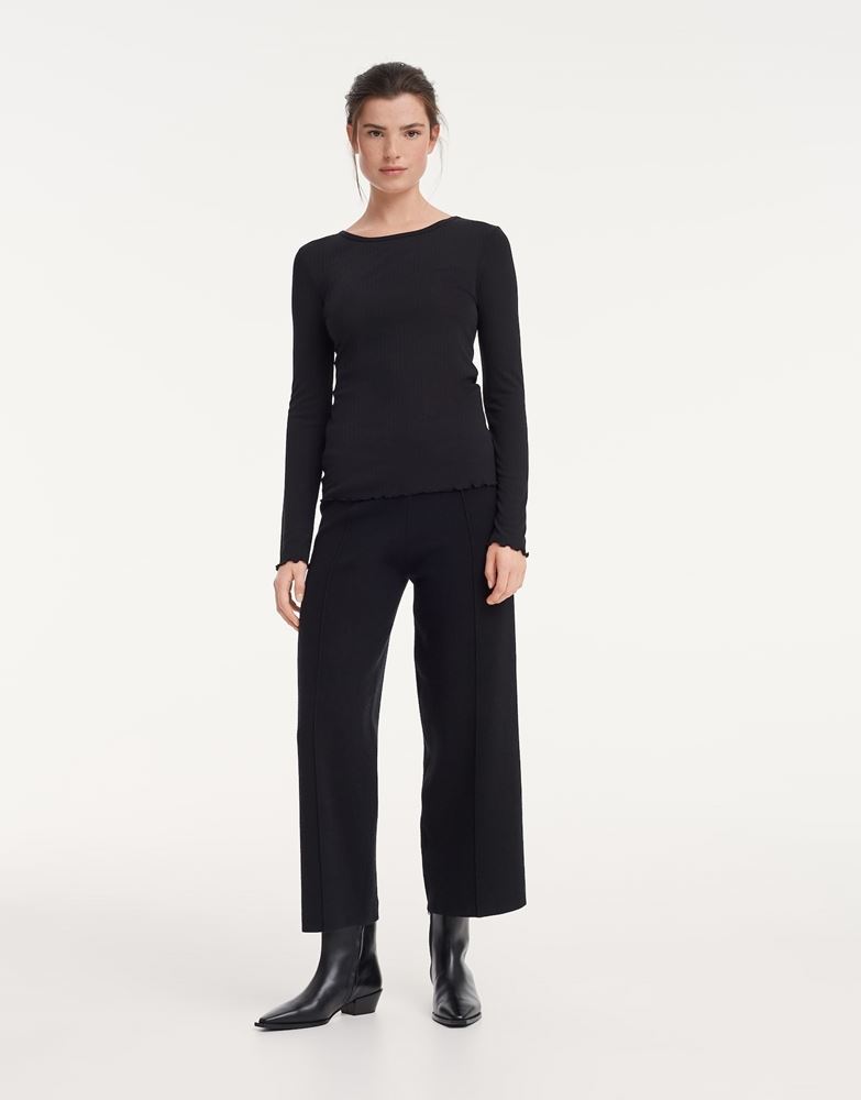 OPUS Shirt Rippe Siselotte schwarz S21 248409453 