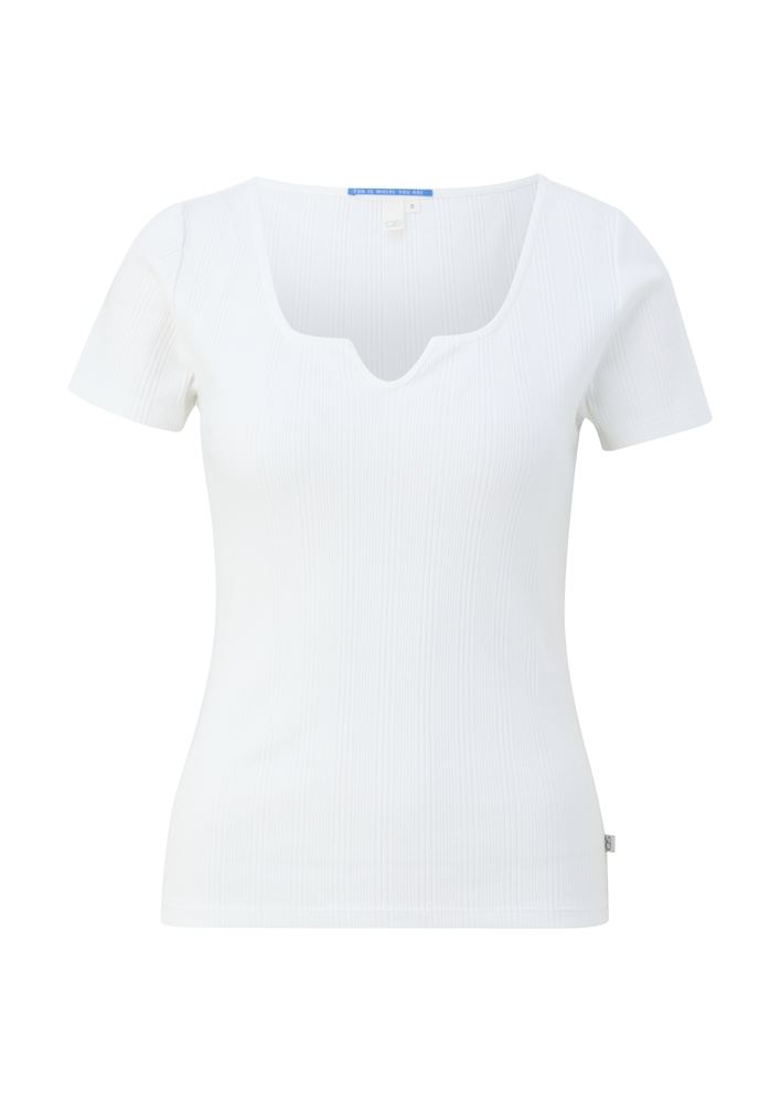 QS designed by T-Shirt mit Tunika-Ausschnitt weiß, lila, blau, schwarz S13 2127890 