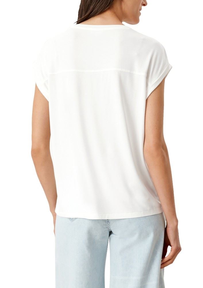 s.Oliver T-Shirt mit Metallic-Statement-Print S12 2115800 38 | 02D0 WHITE | 