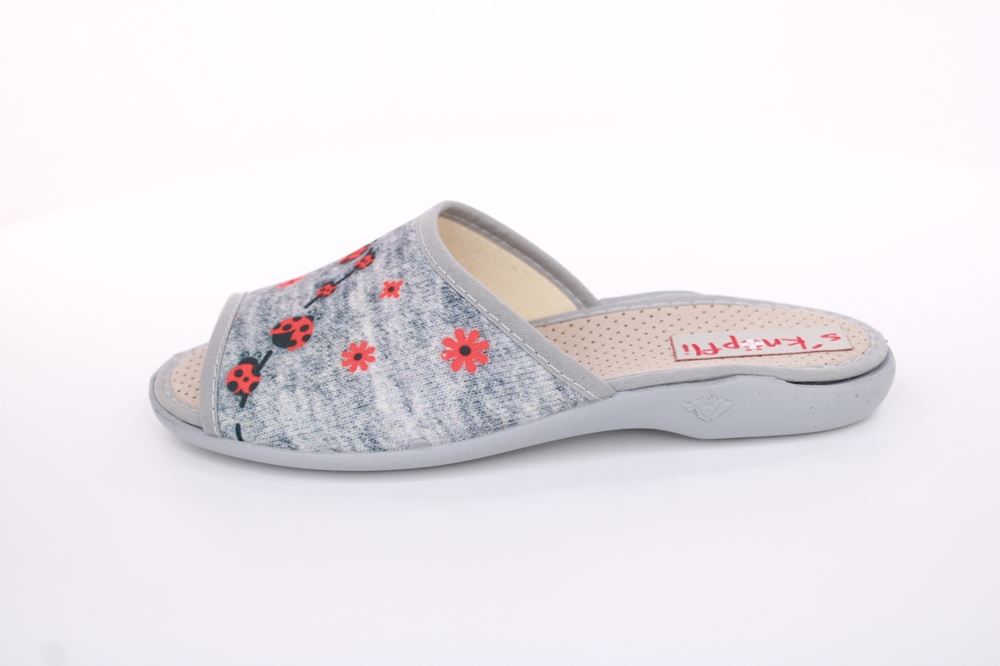 s`knöpfli Damen Pantolette Marienkäfer- Motiv grau S13 Z28649 