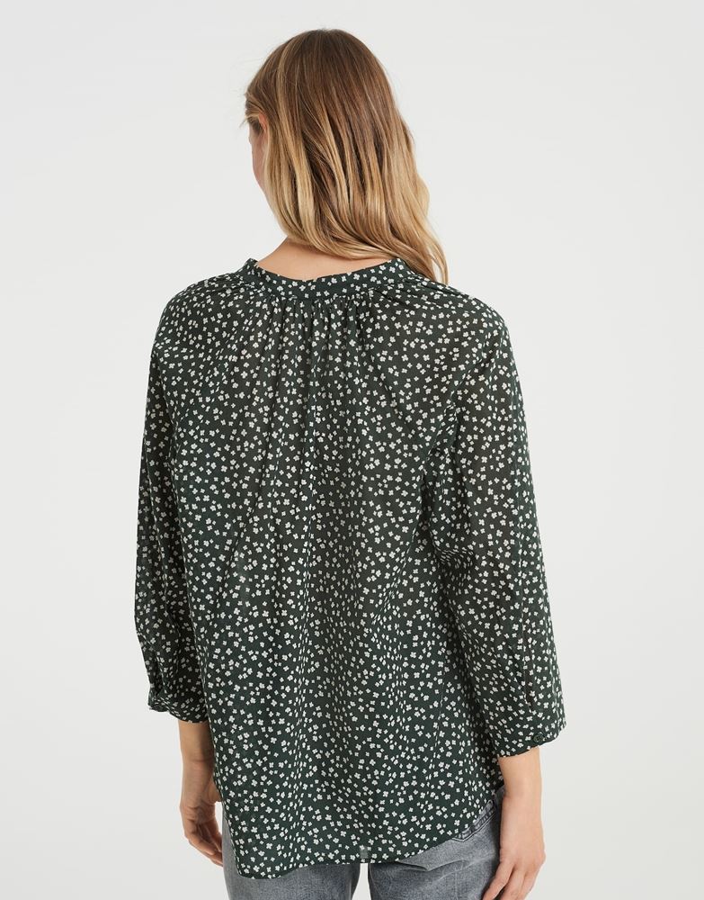 OPUS Bluse Fentura 3/4 Arm Allover-Print grün S22 10098510789144 