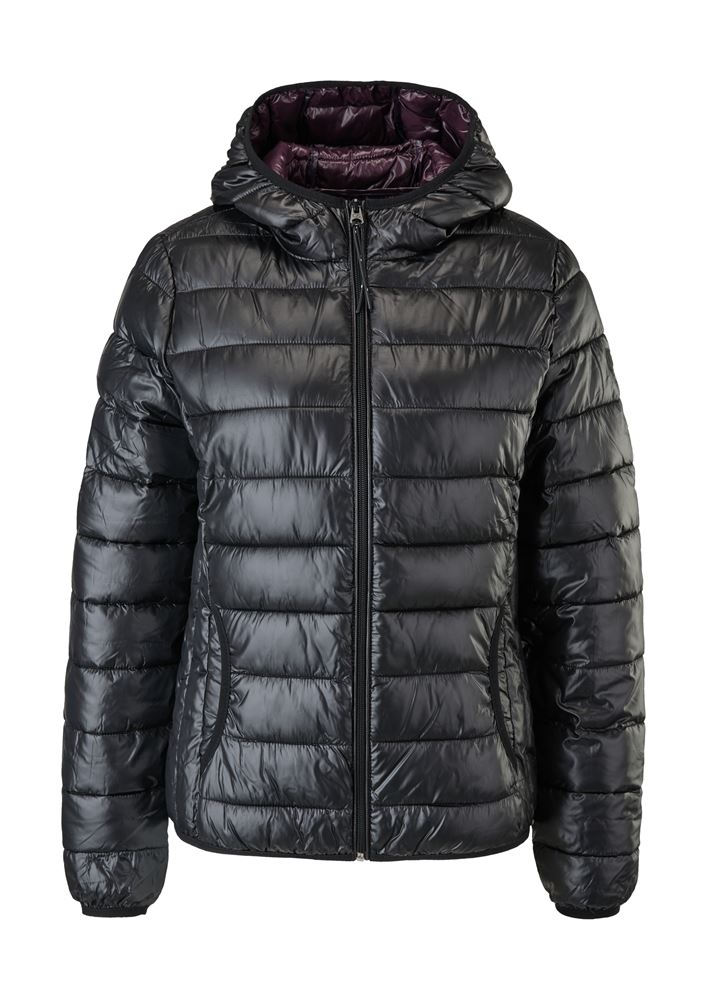 QS designed by Steppjacke Kapuze grün, grau, schwarz S22 2119390 S | 9999 GREY/BLACK | 