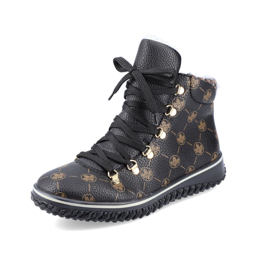 Rieker Antistress Schnürboot Schnürschuh Logo- Print schwarz  S21 Z4235-00 37 | schwarz/terra | E