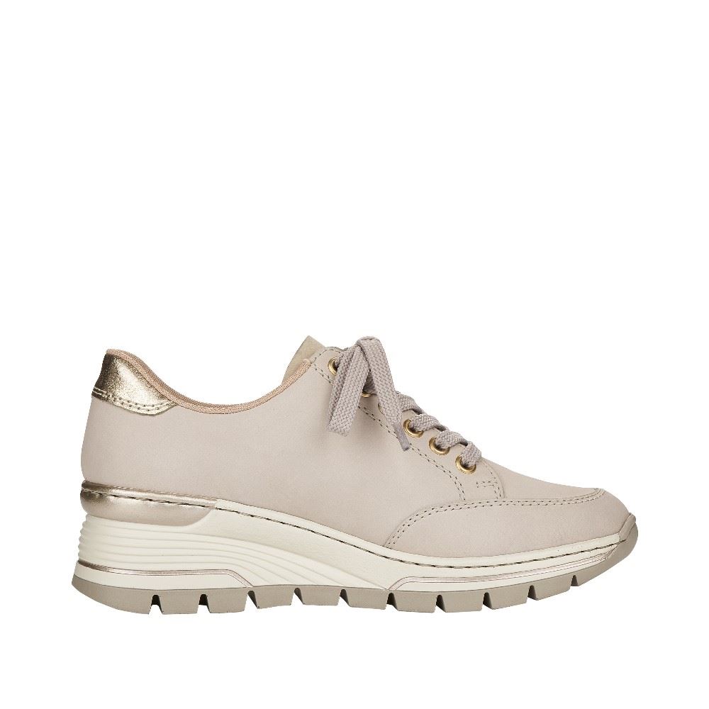 Rieker Antistress Damen Sneaker Keilabsatz Reißverschluss Leder  beige S12 N8322-60 