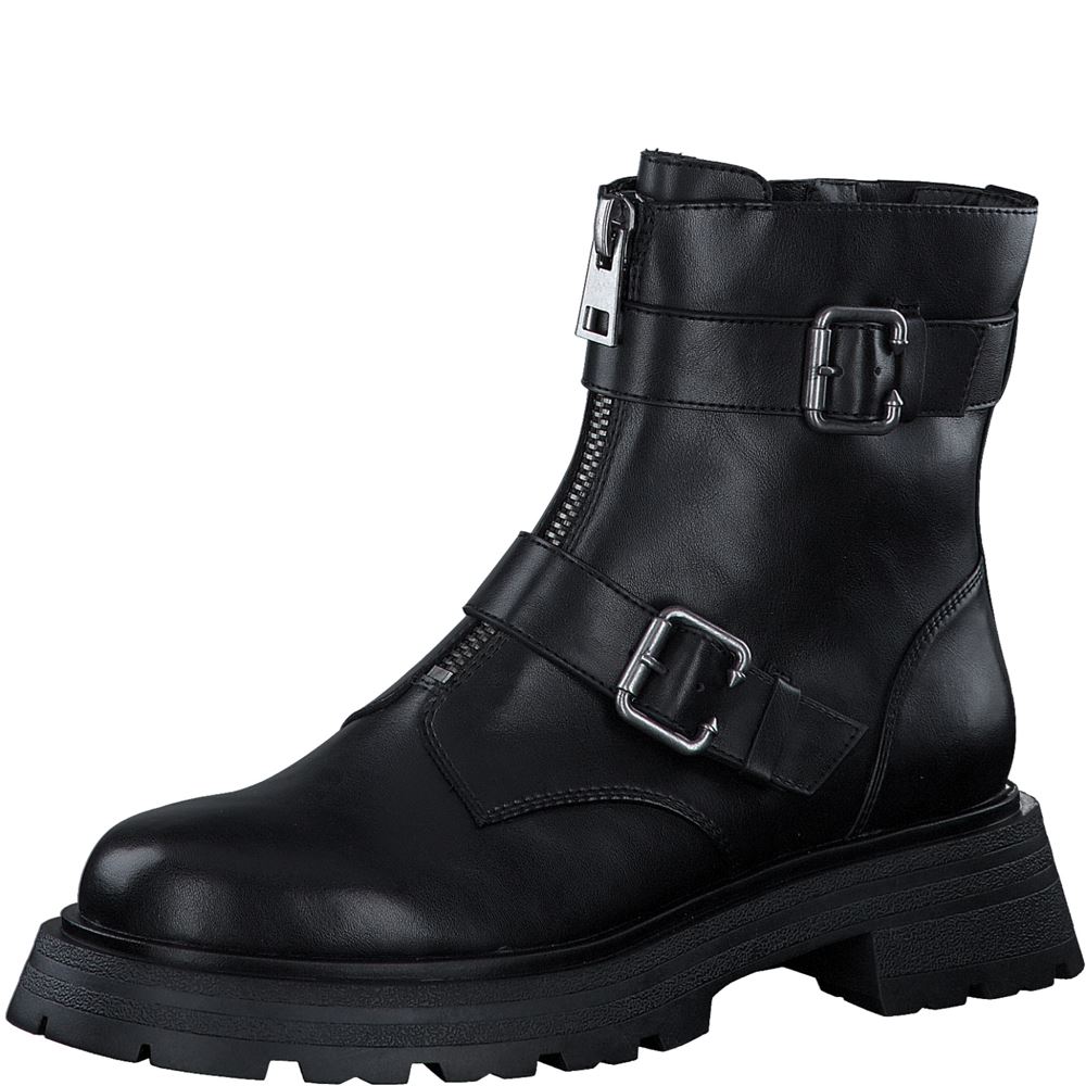 Tamaris Boots Stiefeletten Leder Zierschnallen schwarz S23 1-25320-41 