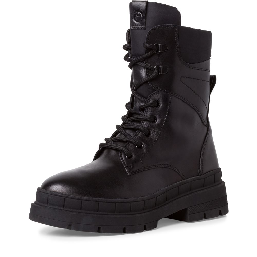 Tamaris Schnürboots Schnürstiefel derbe Sohle TOUCHit-Fußbett schwarz S22 1-1-25209-29 39 | 003 BLACK LEATH | 