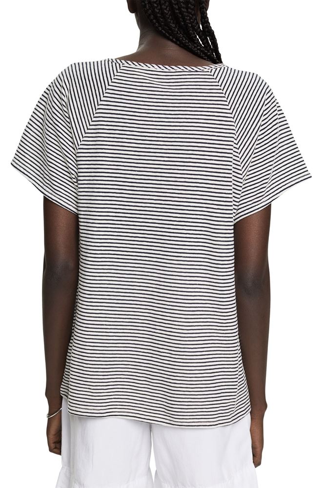 ESPRIT T- Shirt gestreift Leinenmix weiß S12 052EE1K317 S | E110 OFF WHITE | 