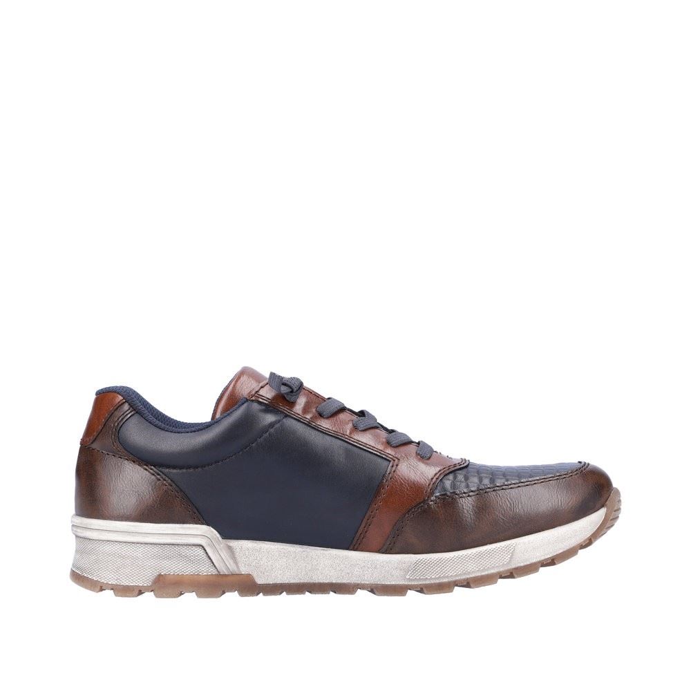 Rieker Antistress Herren Schnürhalbschuh Sneaker Leder Reißverschluss blau S22 15163-14 