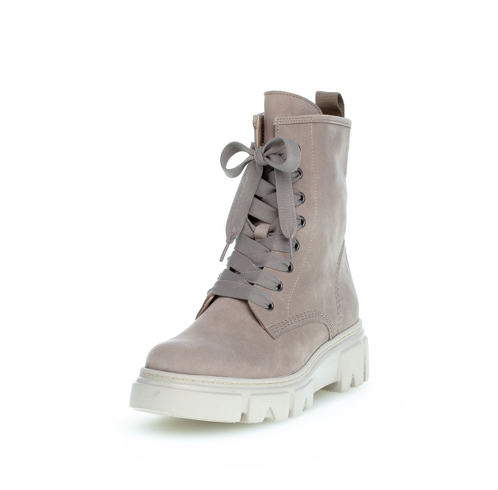 Gabor Bikerboot Schnürboot Rauleder Wechselfußbett grau S22 91.730.12 6 | leinen (dust) | F
