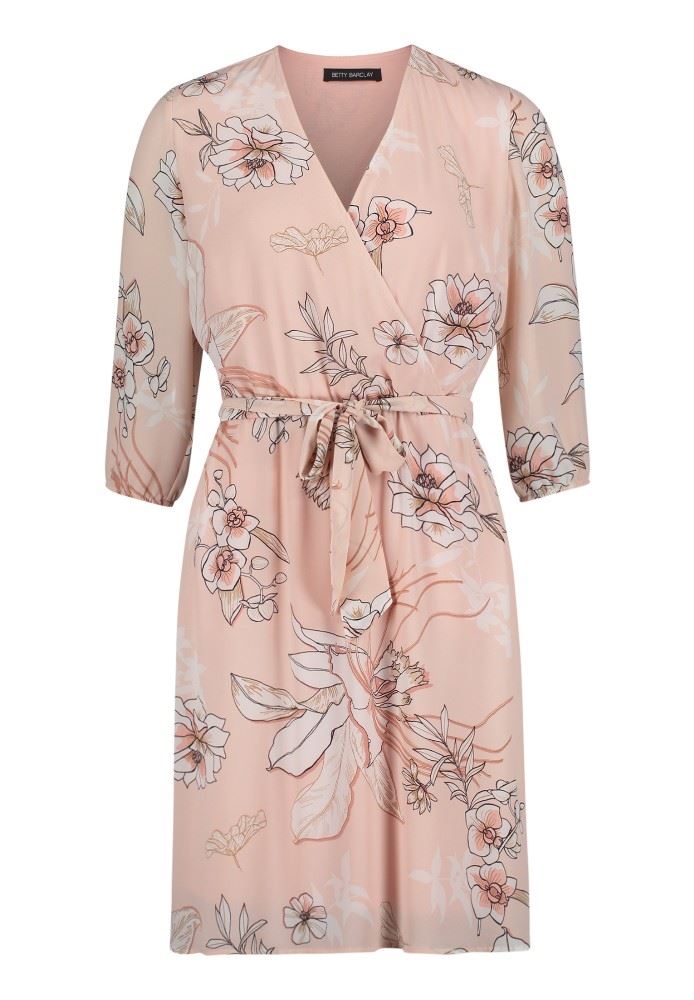 Betty Barclay Kleid 3/4 Arm Floral schwingend rosa creme 15382192 