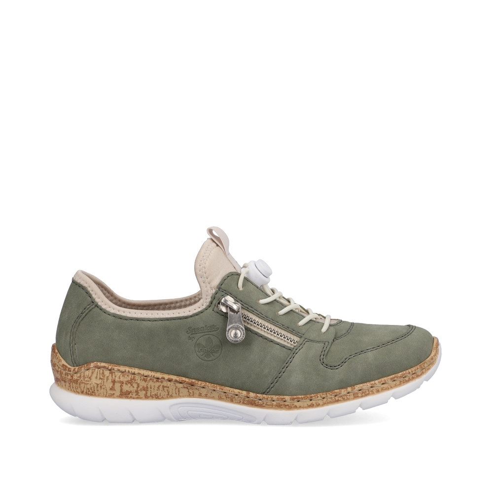 Rieker Antistress Damen Slipper Memosoft Decksohle Schnellschnürung grün S13 N42G0-52 