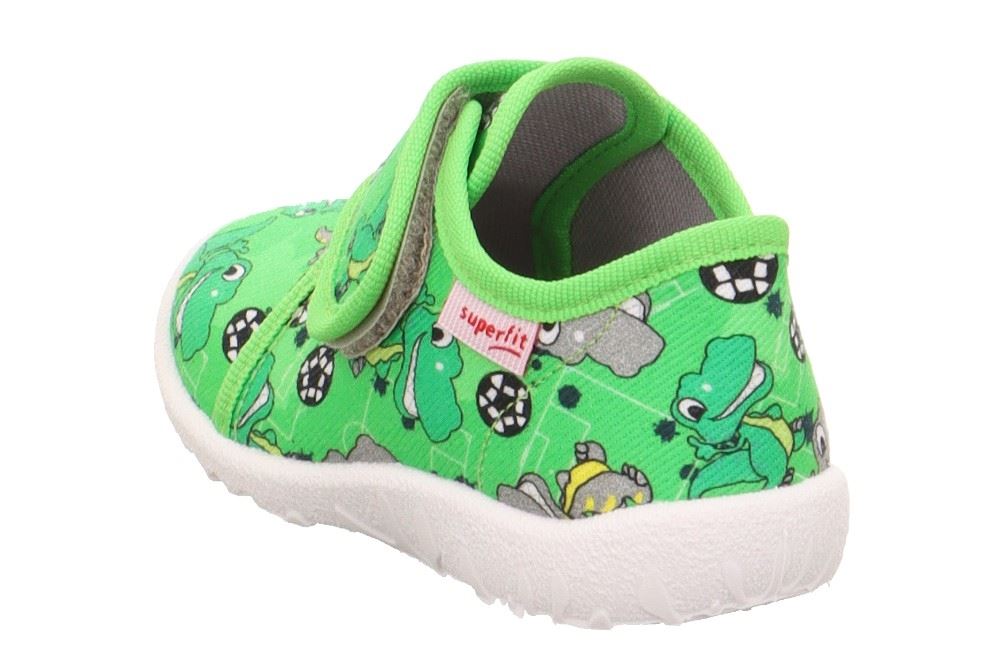 superfit SPOTTY - Grün/Mehrfarbig Hausschuh mit Klettverschluss Dino, Fußball S13 1-009246-7010 20 | grün | 
