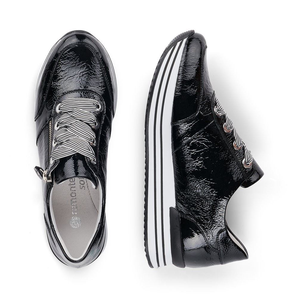 Remonte Sneaker Leder Reißverschluss schwarz softfoam D1302-02 42 | nero/black | G