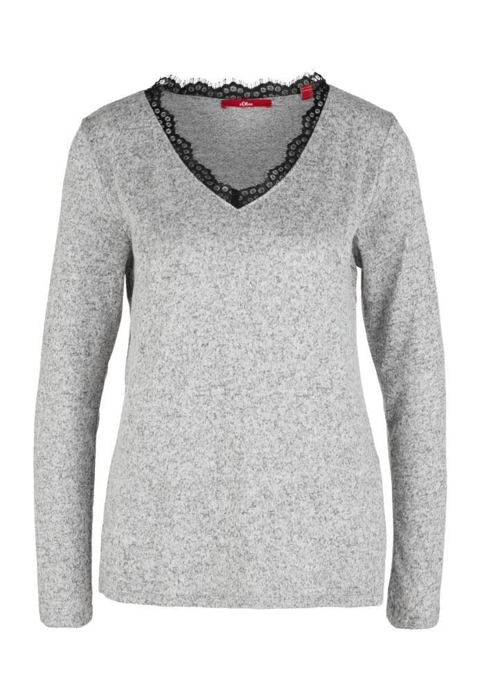 s.Oliver Shirt Langarm Spitze Melange 05912316893 1277045 44 | 9400 grey melan | 