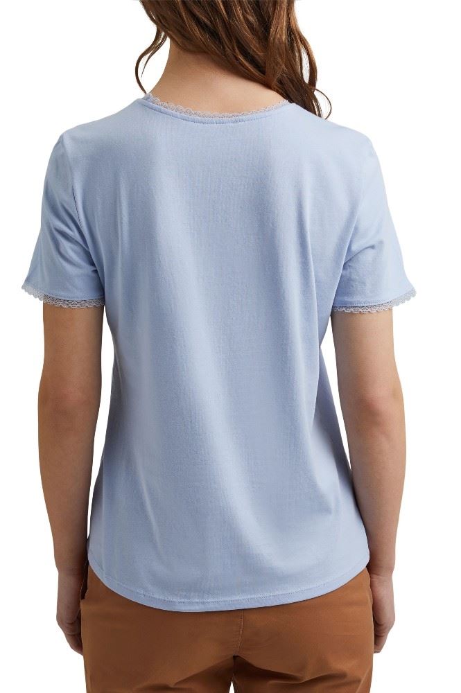 EDC T - Shirt mit Spitze 031CC1K308 M | C445 LIGHT BLUE | 