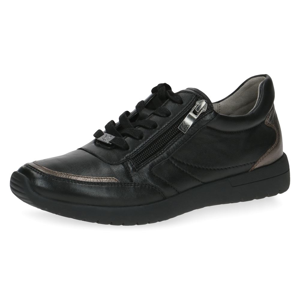 Caprice walking on Air Damen Sneaker Leder Wechselfußbett AIRMOTION schwarz S13 9-9-23765-20 