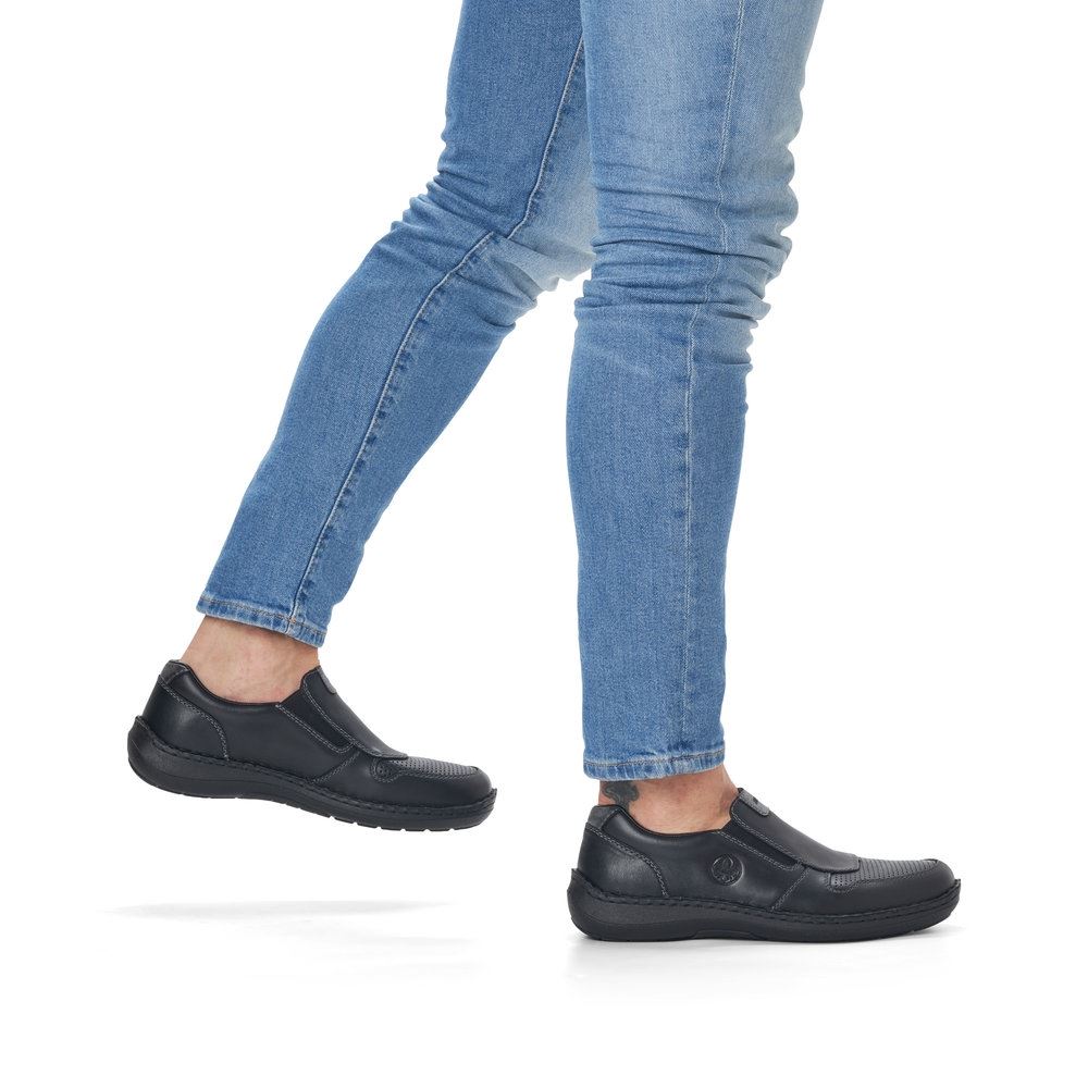Rieker Herren Slipper  Leder schwarz  S13  03069-00 