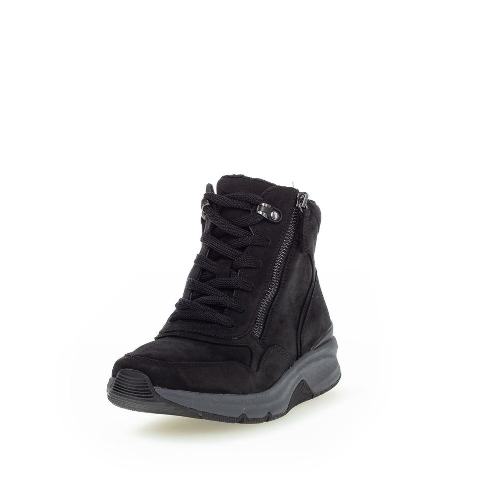 Gabor rollingsoft Schnürstiefelette Schnürschuh Rauleder OPTIFIT-Wechselfußbett  schwarz S22 96.888.47 5,5 | schwarz (Flausc | 