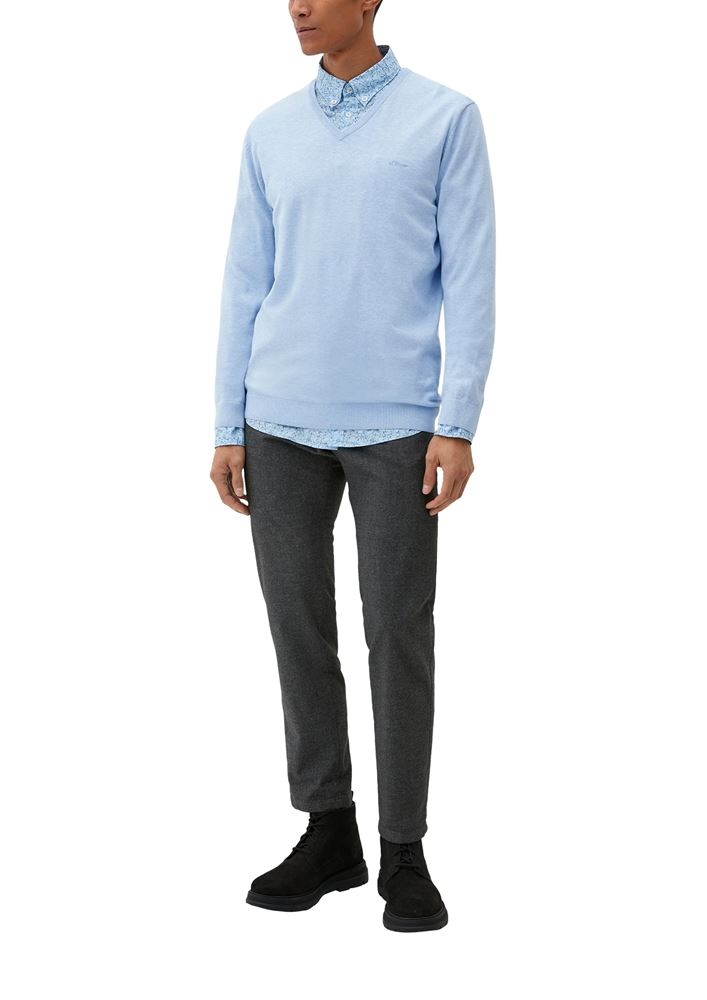 s.Oliver Feinstrick-Pullover mit Stickerei S22 2124548 XL | 5621 BLUE | 