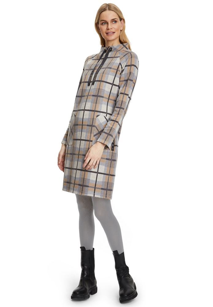 Betty Barclay Shirtkleid Stehkragen aufgesetzte Taschen grau S22  12321134 