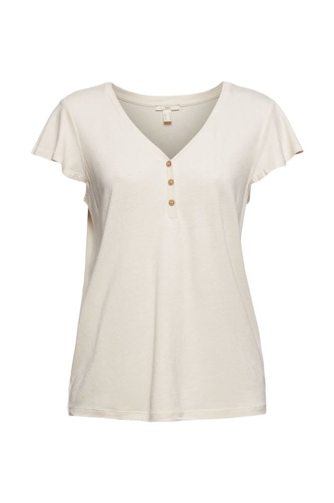 edc T-Shirt Leinen beige 041CC1K332 XL | C294 LIGHT BEIG | 