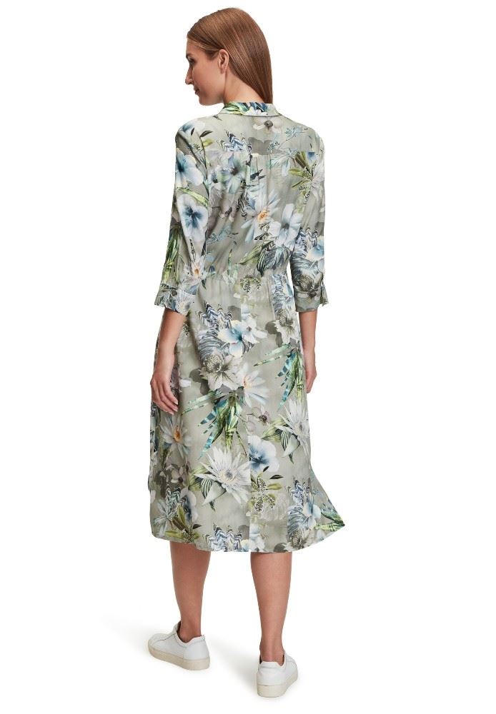 Betty Barclay Hemdblusenkleid 3/4 Arm  Midi- Länge grün blau S12  11581066 