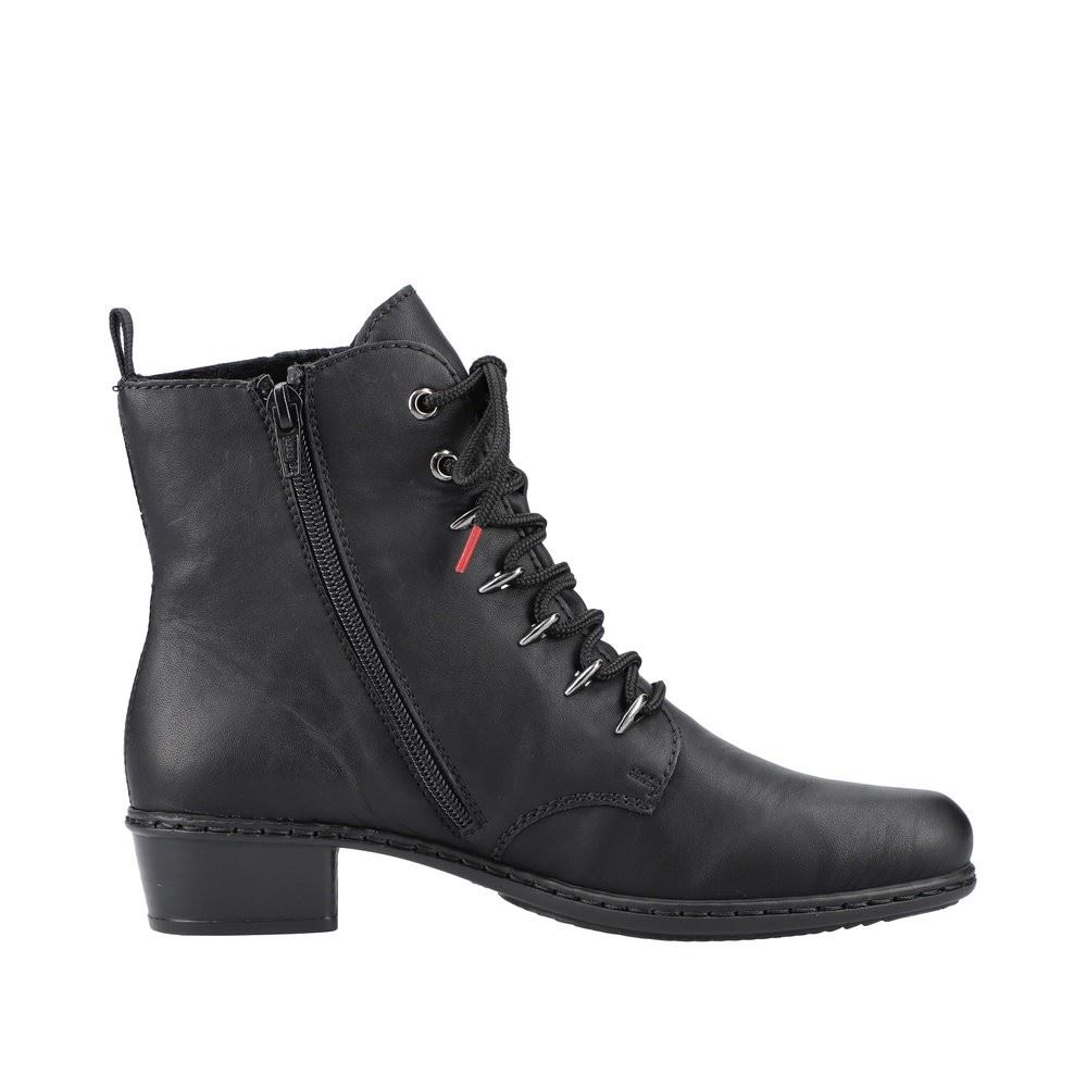 Rieker  Antistress Damen Stiefelette Zierreißverschluss Karomuster schwarz S22 Y0700-01 41 | schwarz/schwarz | F