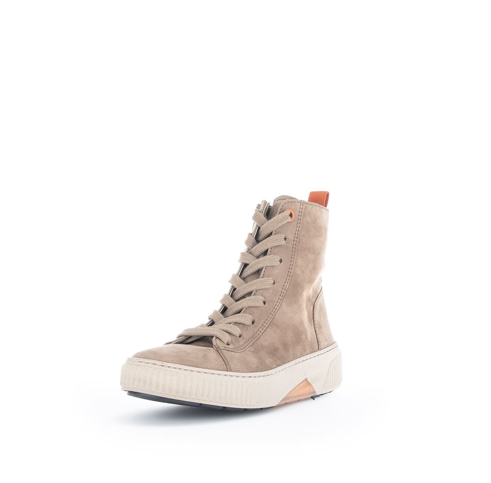 Gabor rollingsoft Schnürstiefelette Rauleder Wechselfußbett beige S22 96.805.44 5 | wood/orange(Fla | G