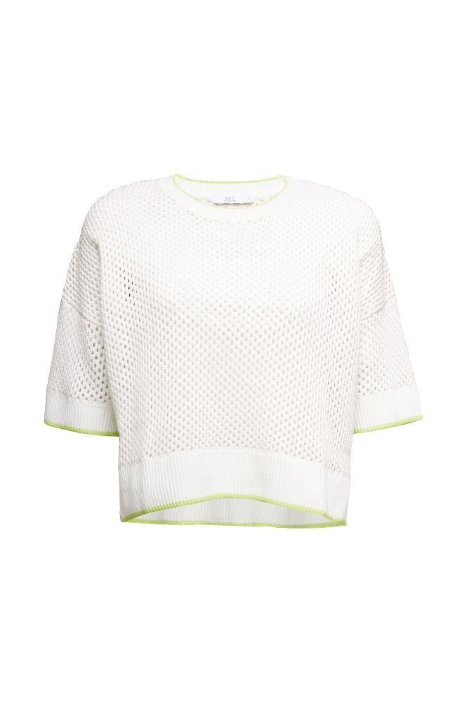 EDC Pullover Lochmuster weiß 040CC1I301 L | C110 OFF WHITE | 