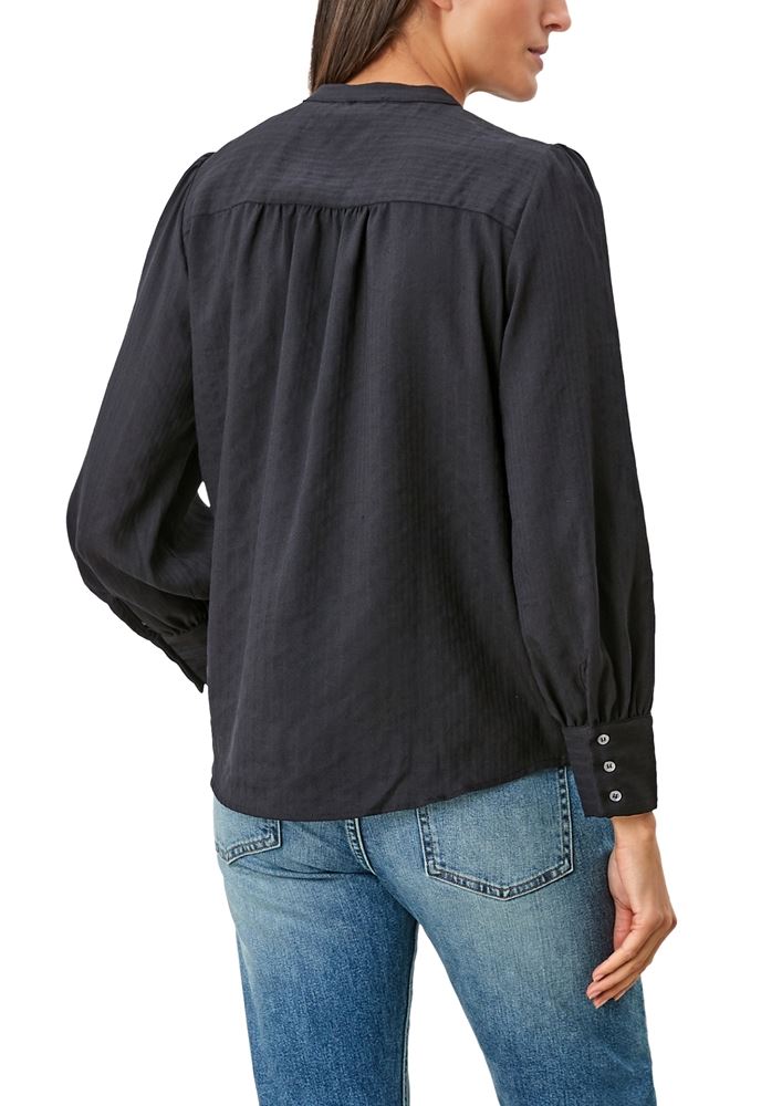 s.Oliver Bluse langarm Dobby- Struktur schwarz S12  2108797 34 | 99G8 Black Stri | 