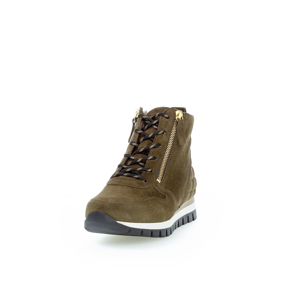 Gabor comfort Stiefelette Rauleder Wechselfußbett H-Weite grün S22 96.455.33 4 | oliv(Flausch/go | H