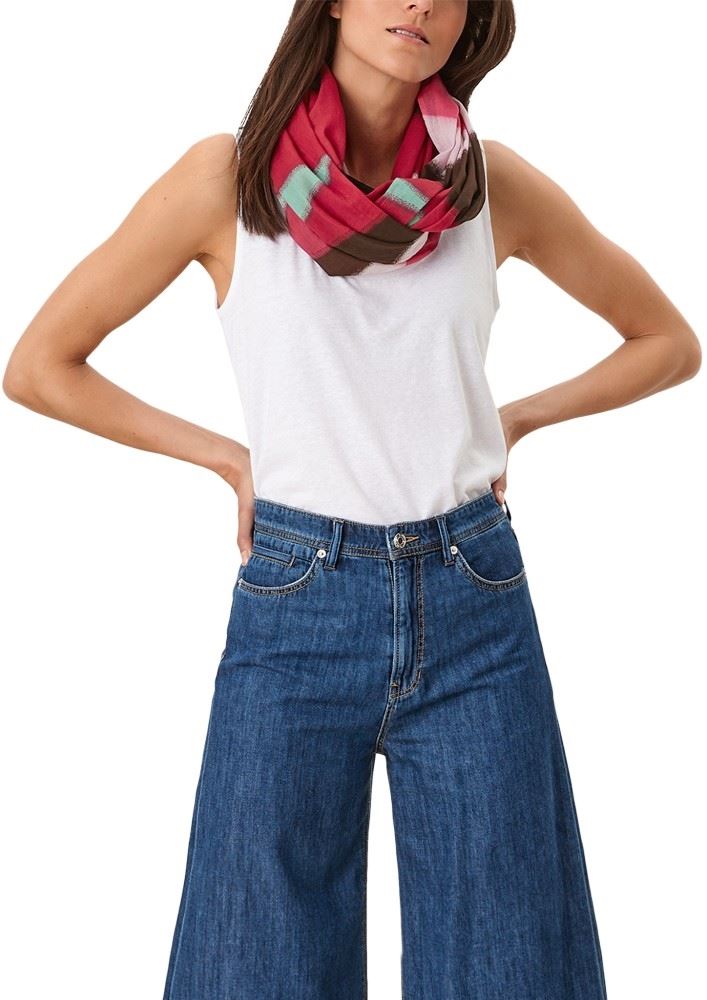 s.Oliver Tuch Loop Baumwolle gemustert  rot, blau S12  2117783 OneSize | 66B8 petrol AOP | 