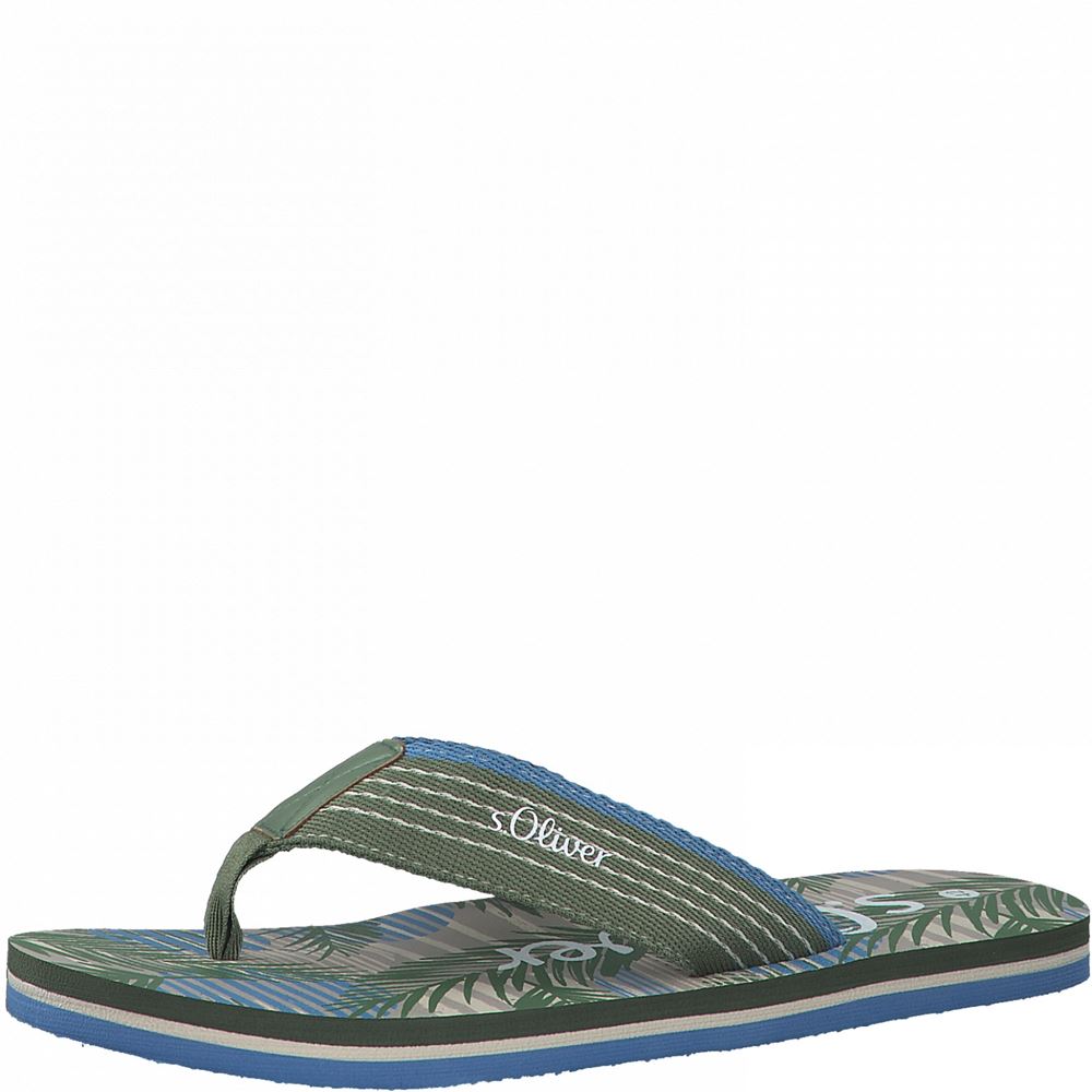 s.Oliver Herren Flip Flops Zehentrenner grün S12  5-5-17210-38 43 | 730 KHAKI COMB | 