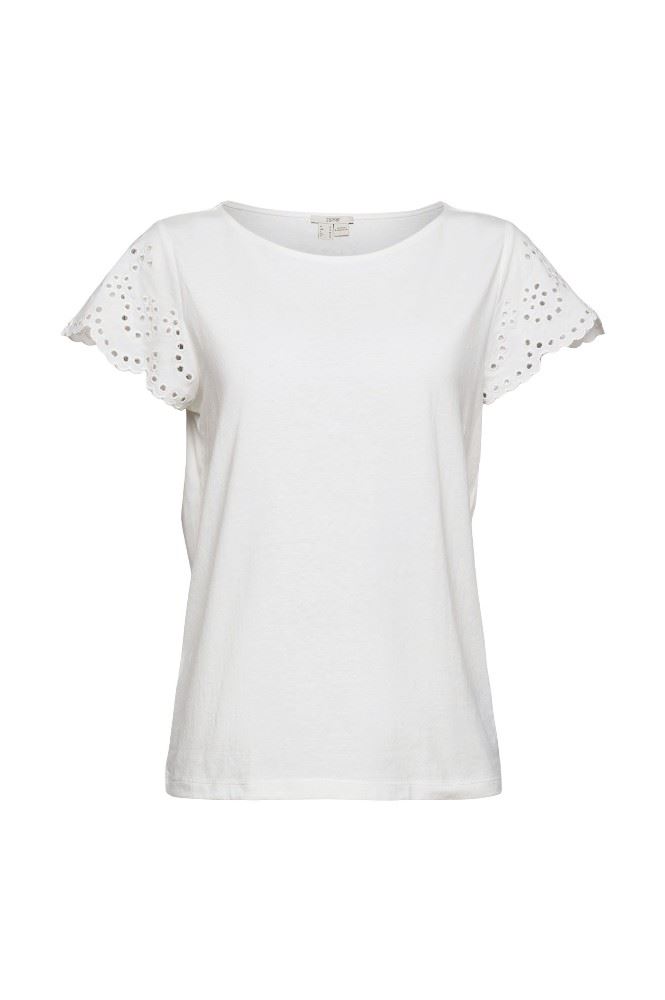 ESPRIT Recycelt T-Shirt mit Lochstickerei 042EE1K340 