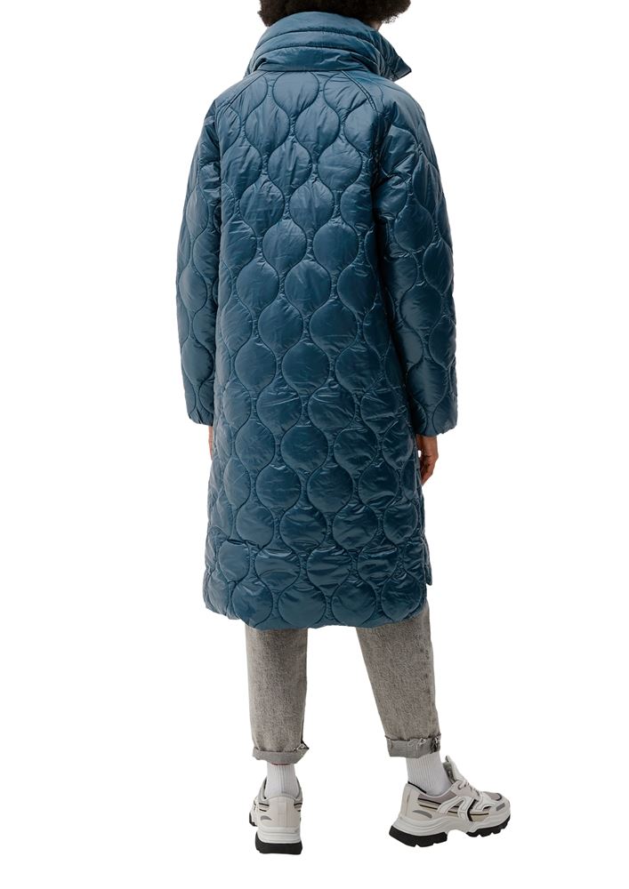 QS designed by Steppmantel Stehkragen Strukturmuster blau S22  2116109 M | 6985 BLUE GREEN | 