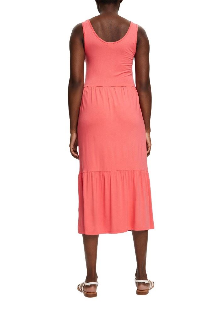 ESPRIT Midikleid aus Jersey, LENZING™ ECOVERO™ Volantsaum rot S12 062EE1E313 
