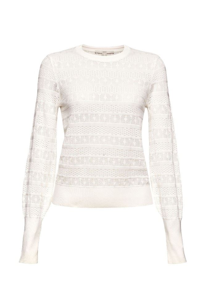 EDC Pullover mit Ajourmuster aus 100% Baumwolle 022CC1I303 