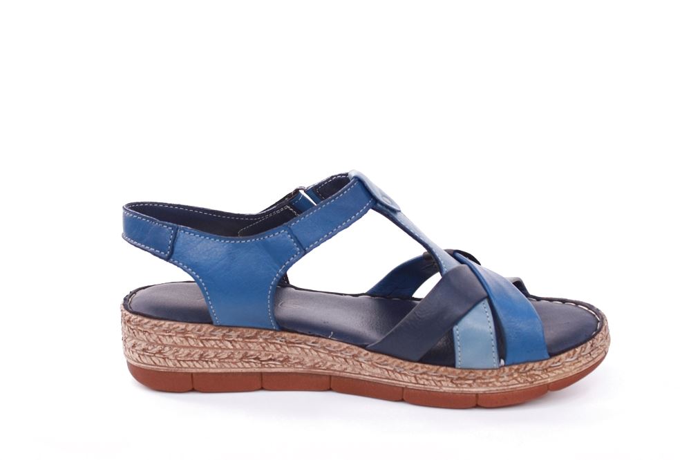 Andrea Conti Sandale Leder Keilabsatz blau S12 18836041024 